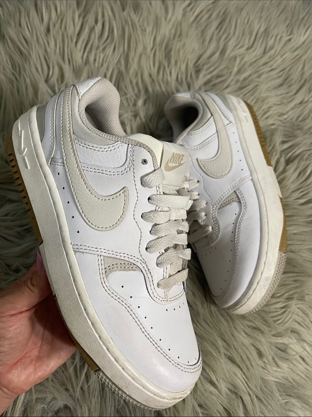 Nike Women’s White and Cream Low-Top Sneakers